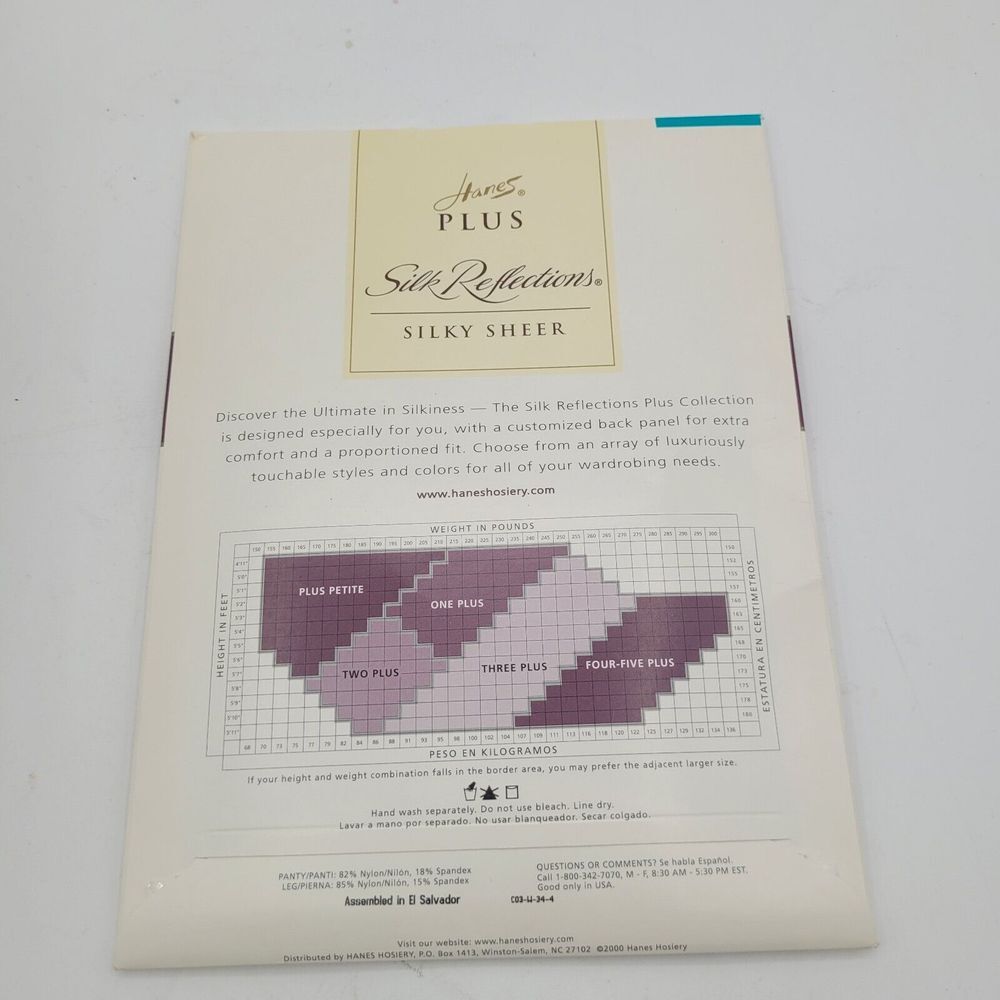 Hanes Plus Silk Reflections Silky Sheer Jet Sz Three Plus Control Top NEW - Picture 2 of 2